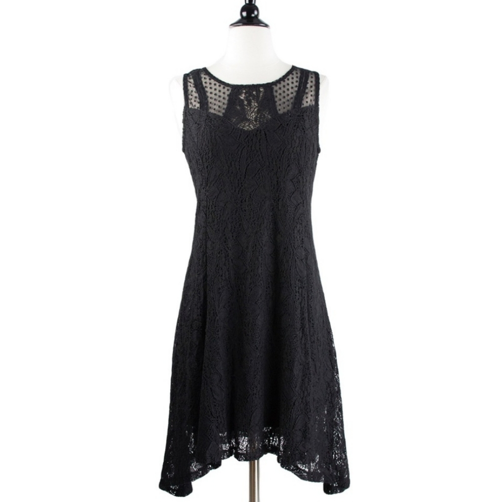 Mystree Black Lace Asymmetric Dress